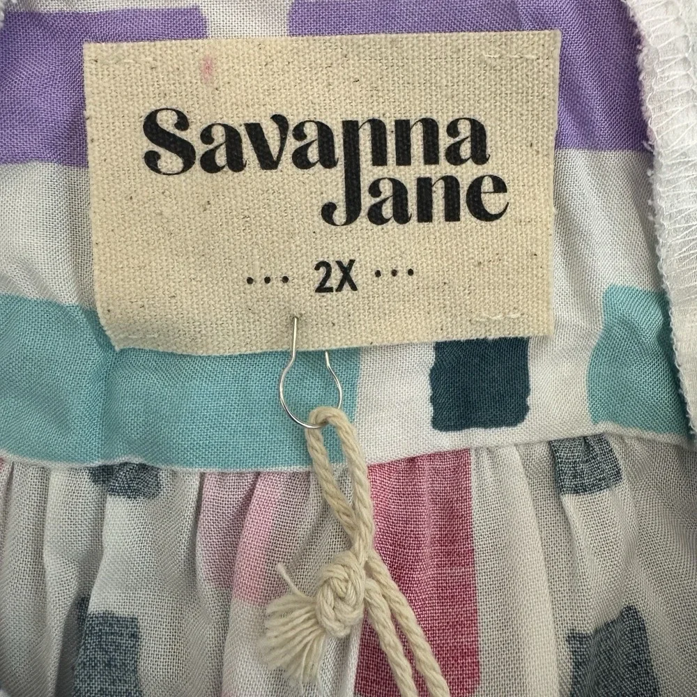 SAVANNA JANE Size 2X Sleeveless Top Blouse Embroidered Geometric Print NWT - Picture 3 of 5